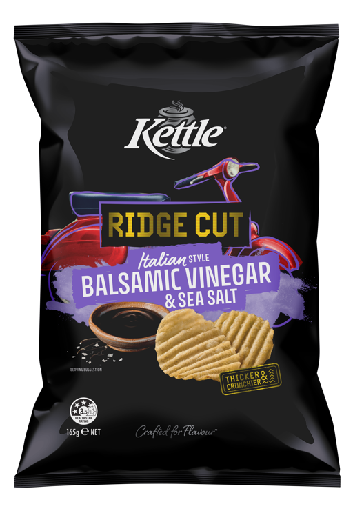 F4661 KETTLE RIDGE CUT SALT BALSAMIC VINEGAR 165G